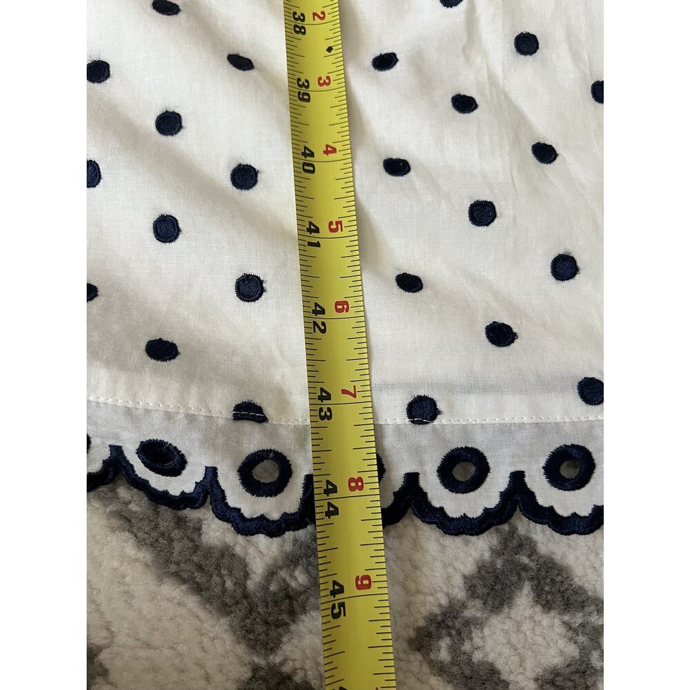 BODEN Kimberly Navy White Polka Dot Embroidered Scallop Trim Midi Dress Sz 6R - Picture 14 of 14